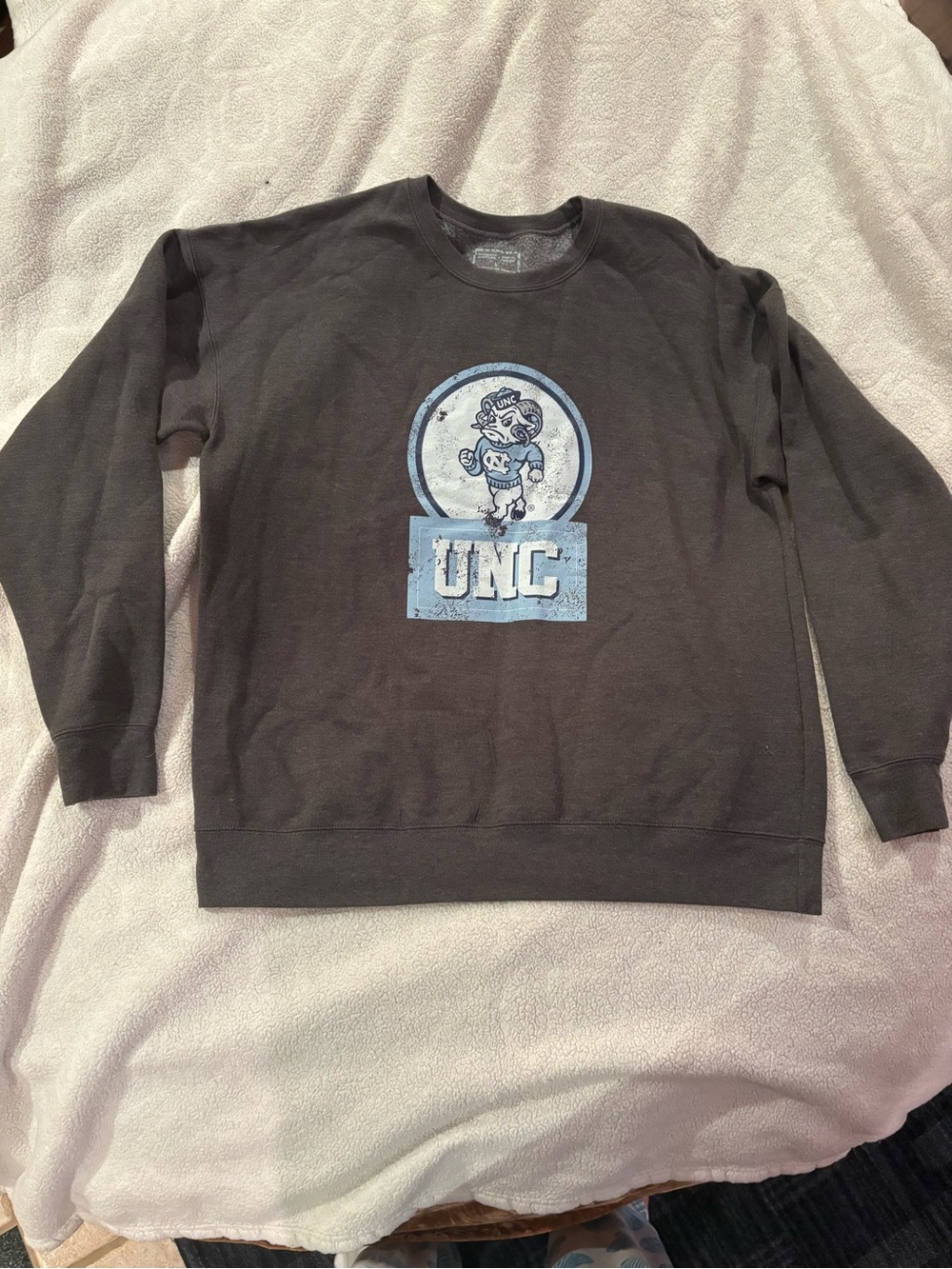 Gameday Couture Black Crewneck with Light Blue UNC Graphic
